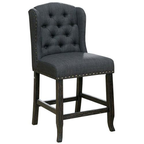 Bowery Hill Traditional Fabric Counter Chair in Gray