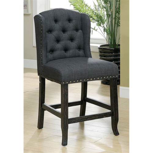 Bowery Hill Traditional Fabric Counter Chair in Gray