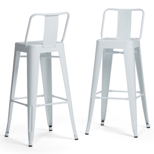 PEMBERLY ROW  Contemporary 30" Metal Bar Stool In (Set Of 2) In White