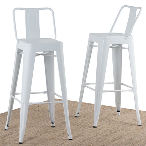 Pemberly Row Contemporary 30" Metal Bar Stool in White