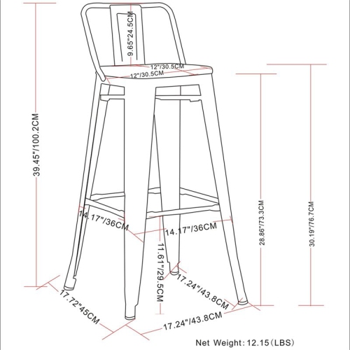 Pemberly Row Contemporary 30" Metal Bar Stool in White