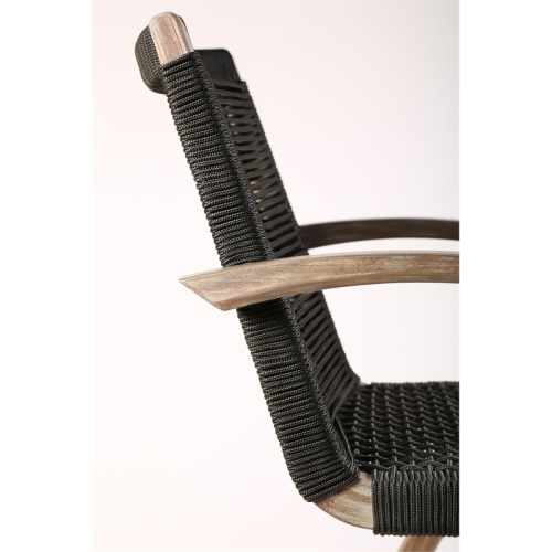 Brielle Outdoor Light Eucalyptus Wood and Charcoal Rope Stool
