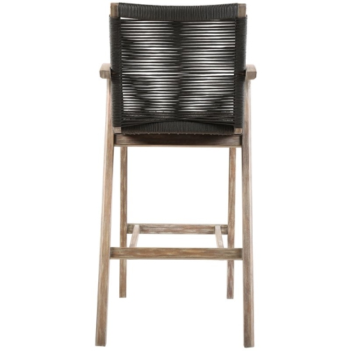 Brielle Outdoor Light Eucalyptus Wood and Charcoal Rope Stool