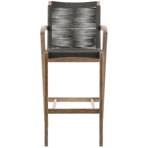 Brielle Outdoor Light Eucalyptus Wood and Charcoal Rope Stool