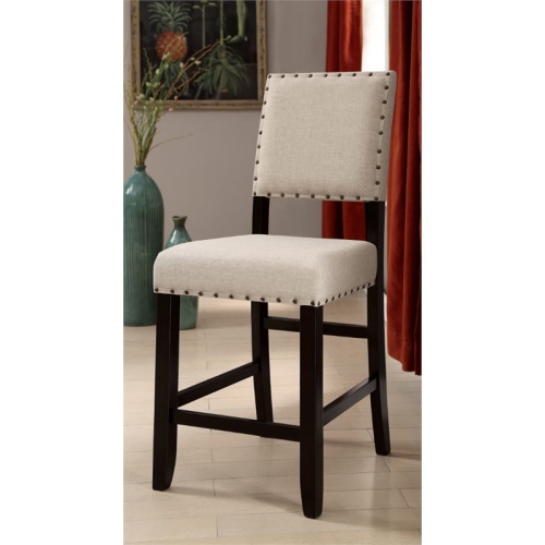 BOWERY HILL  Contemporary Fabric Padded Counter Stool In (Set Of 2) In Beige