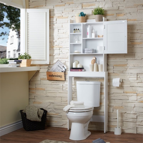 Bowery Hill Modern Wood Bathroom Space Saving Cabinet in White
