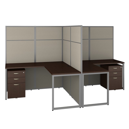 SCRANTON & CO  Furniture 60W 2 Person L Shaped Cubicle With Storage In In Brown
