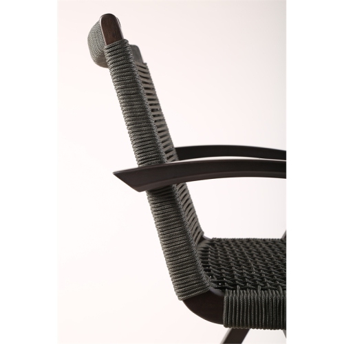 Brielle Outdoor Dark Eucalyptus Wood and Grey Rope Stool