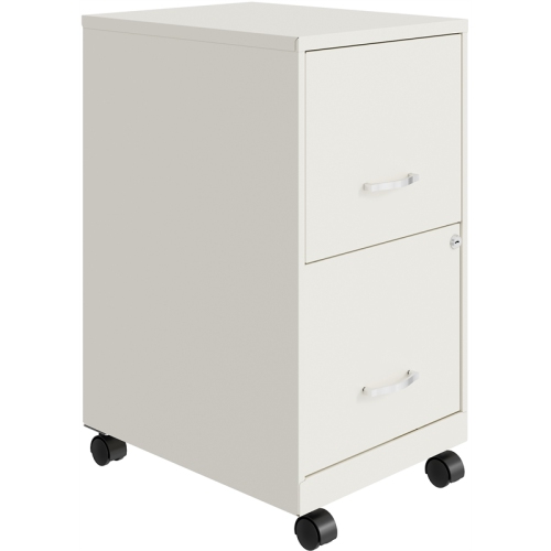 Space Solutions 18in 2 Drawer Mobile Smart Vertical File Cabinet Pearl White