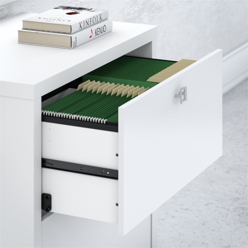 Echo 2 Drawer Lateral File Cabinet in Pure White - Engineered Wood