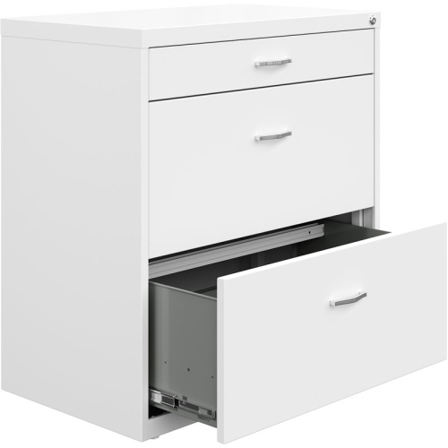Space Solutions 30"W Metal 3 Drawer Home Office File Cabinet White