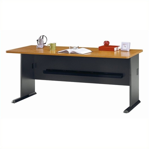 Carell Furniture 72" Office Computer Desk in Natural Cherry and Slate