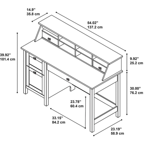 Scranton & Co Computer Desk with 2 Drawer Pedestal and Organizer