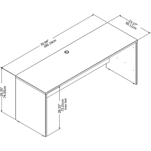Studio C 72W x 24D Credenza Desk in White - Engineered Wood