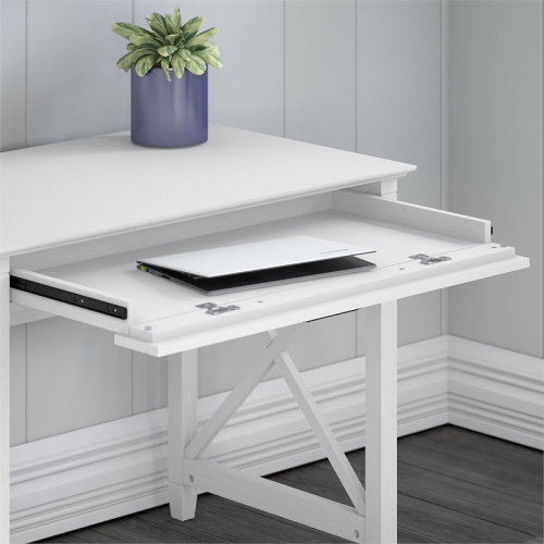 Bush Furniture Key West 54W Computer Desk with Storage in Pure White Oak
