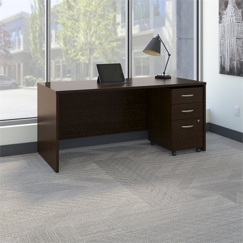 Scranton & Co Furniture 66W x 30D Office Desk with Drawers in Cherry