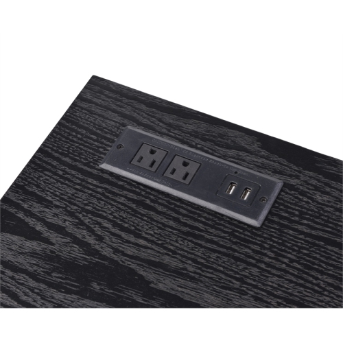 Bowery Hill Contemporary Metal Writing Desk with USB Port in Black