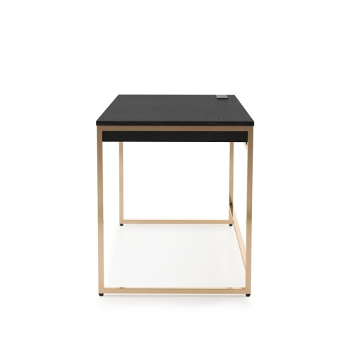 Bowery Hill Contemporary Metal Writing Desk with USB Port in Black
