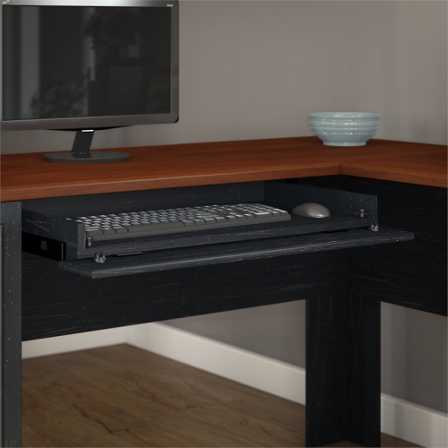 Atlin Designs L Shaped Desk with storage in Antique Black