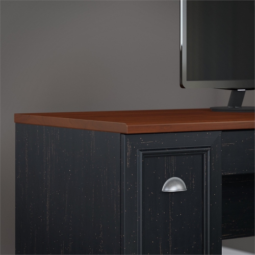 Atlin Designs L Shaped Desk with storage in Antique Black