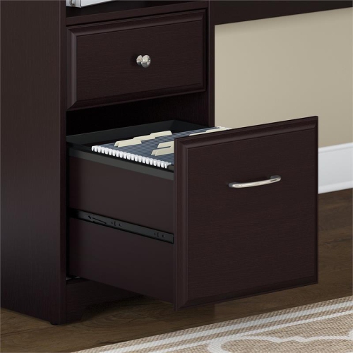 Cabot 72W L Shaped Computer Desk with File in Espresso Oak - Engineered Wood