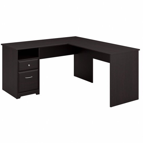 Atlin Designs 60W L Shaped Desk with Drawers in Espresso Oak