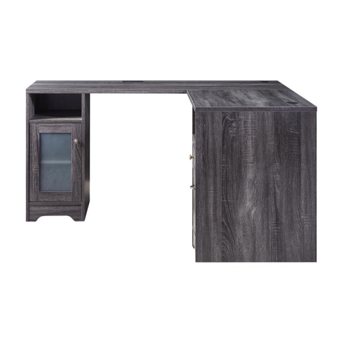 BOWERY HILL  Modern Wood L-Shaped Writing Desk With USB In Dark Gray