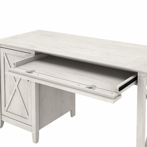 Key West 54W Computer Desk with Storage in Linen White Oak - Engineered Wood