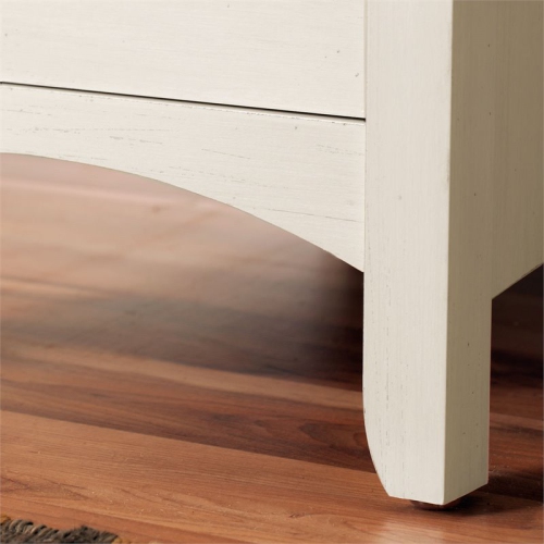 Salinas 60W L Desk w/ File Cabinet & Bookcase in Antique White - Engineered Wood