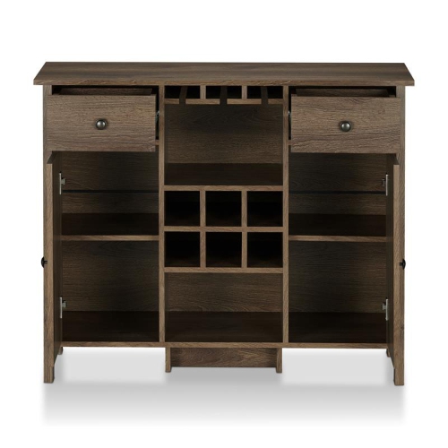 Bowery Hill Farmhouse Wood Multi-Storage Buffet in Distressed Walnut