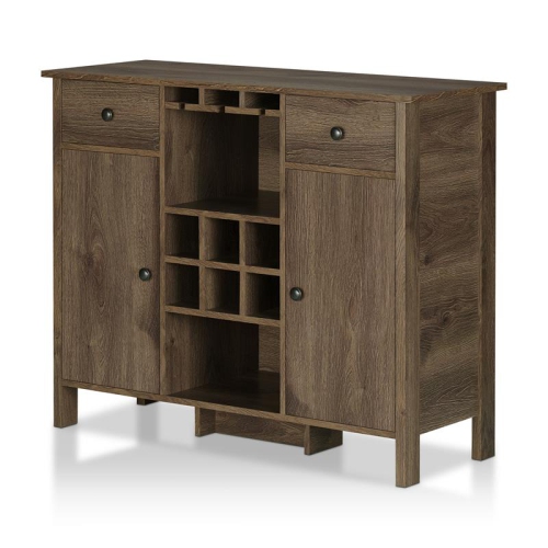 Bowery Hill Farmhouse Wood Multi-Storage Buffet in Distressed Walnut