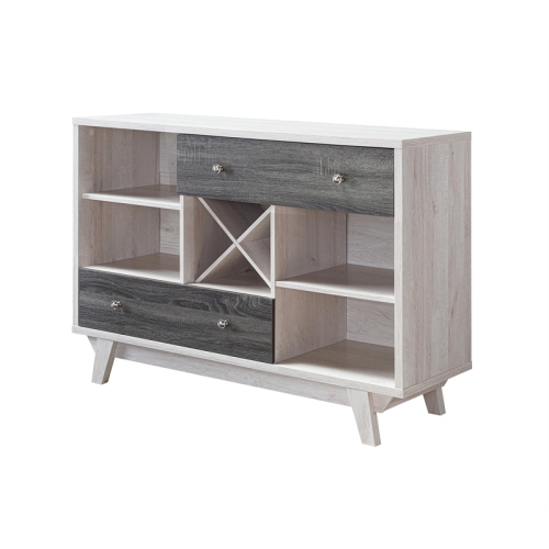 Bowery Hill Mid-Century Wood Multi-Storage Buffet in White Oak