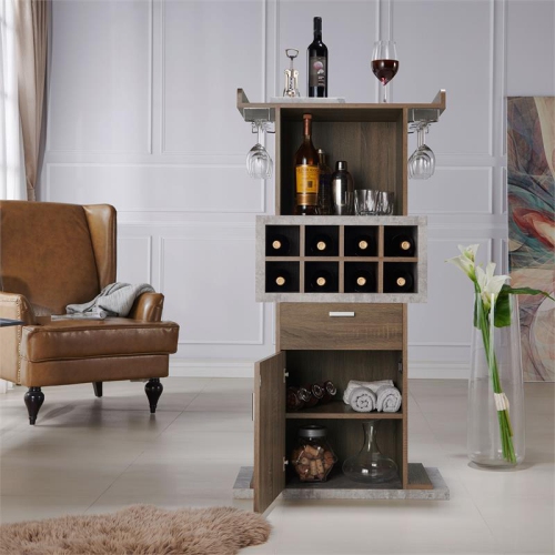 Bowery Hill Modern Wood Multi-Storage Buffet in Chestnut Brown