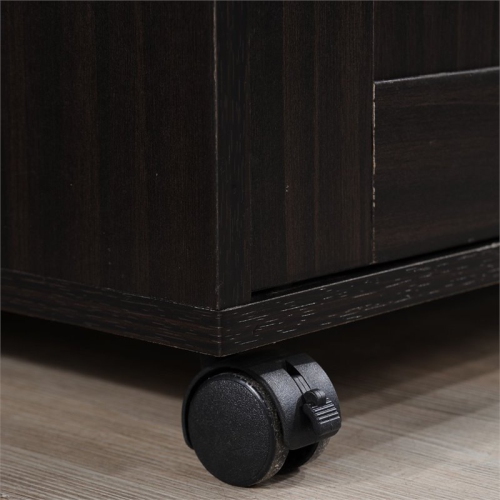 Hodedah Kitchen Island with Spice Rack plus Towel Holder in Chocolate-Gray Wood