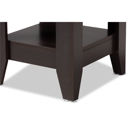Bowery Hill Dark Brown Finished Wood End Table