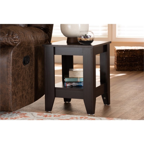 Bowery Hill Dark Brown Finished Wood End Table