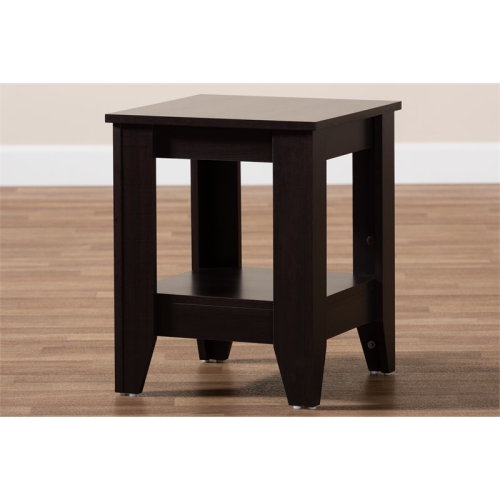 Bowery Hill Dark Brown Finished Wood End Table