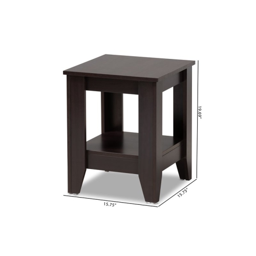 Bowery Hill Dark Brown Finished Wood End Table