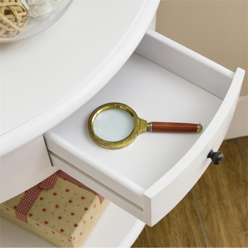 Bowery Hill Contemporary Solid Wood Corner Table with Drawer in White