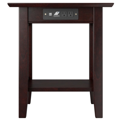 AFI Mission 20" Square Solid Wood Charger End Table in Espresso
