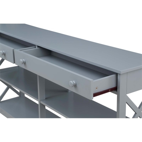 Oxford Two-Drawer 60-inch Console Table with Shelves in Gray Wood Finish