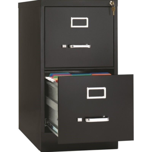 Set of 2 Value Pack Two Drawer Letter File Cabinet in Black with Lock