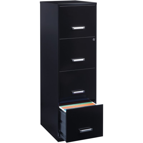 Space Solutions 18" Deep 4 Drawer Metal File Cabinet Black