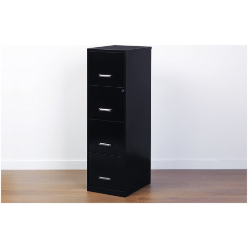 Space Solutions 18" Deep 4 Drawer Metal File Cabinet Black