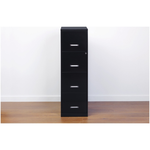 Space Solutions 18" Deep 4 Drawer Metal File Cabinet Black