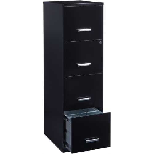 Space Solutions 18" Deep 4 Drawer Metal File Cabinet Black