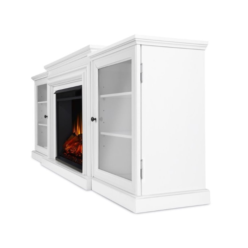 Bowery Hill Contemporary Solid Wood Electric Fireplace in White