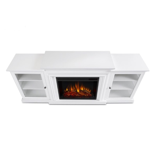 Bowery Hill Contemporary Solid Wood Electric Fireplace in White