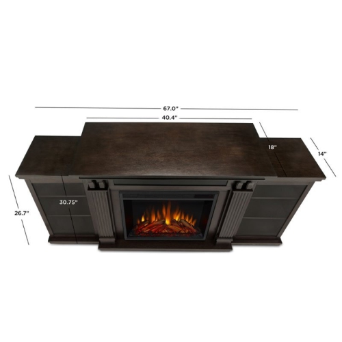 Bowery Hill Wood Contemporary TV Stand with Electric Fireplace in Dark Walnut