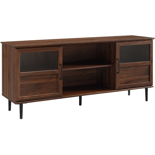 WALKER EDISON Owen 58" Glass And Wood Split Panel Door Tv Console In Dark Walnut [This review was collected as part of a promotion